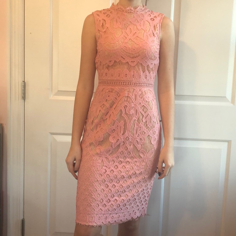 Pink Lace Knee length dress
